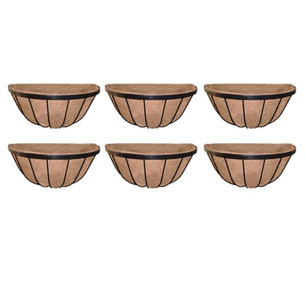 GARDEN DECO 16 Inch Wall Basket (Black, Set of 6 PCs)