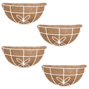 GARDEN DECO 12 Inch Flower Design Wall Basket (Set of 4 Pcs)